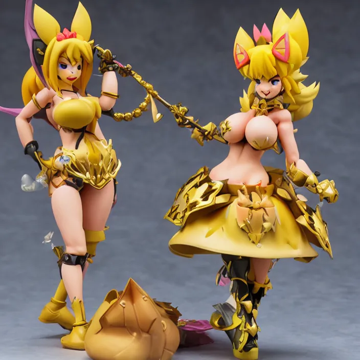 Image similar to a detailed figure of bowsette, first 4 figures, detailed product photo
