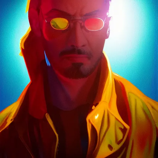 Image similar to Bright, colorful, realistic disco elysium single individual dramatic backlighting, kodachrome, high contrast, highly detailed, sharp focus, digital painting, concept art, illustration, trending on artstation, comic book by Alex Ross cover art