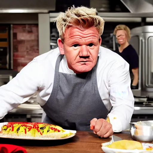 Image similar to gordon ramsay jumping off a cliff