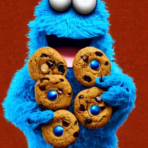 Prompt: Realistic version of the cookie monster