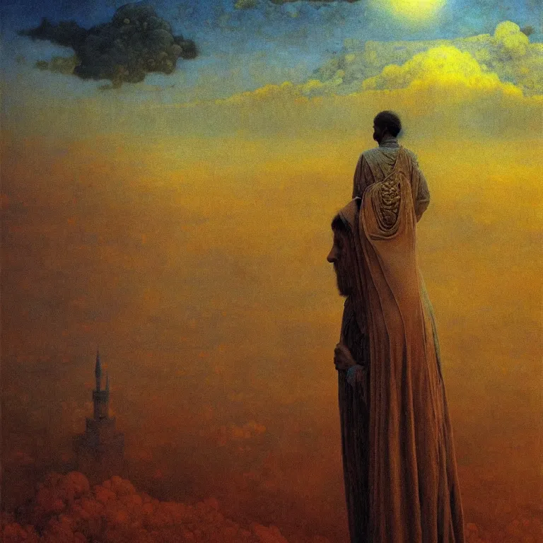 Image similar to a cinematic scene from the istanbul on clouds, osman hamdi bey, solidity and eternity, concept art by beksinski and jean delville, sharp focus, dramatic lighting, ultra hd, hdr, 8 k