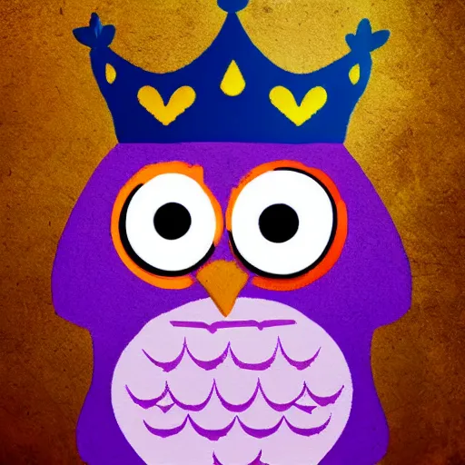Prompt: owl princess with crown, style of emoji