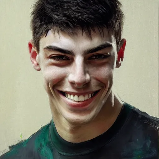 Image similar to muscular smiling kai havertz by ruan jia, portrait