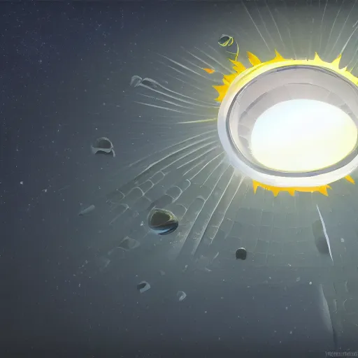 Image similar to sun shield floating in space, trending on art station, perspective