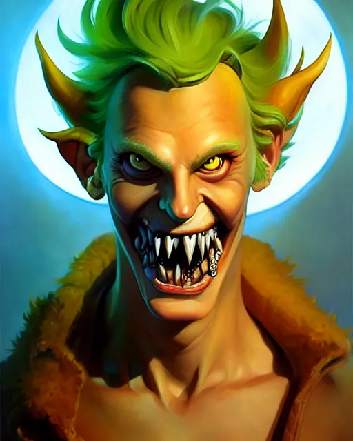 Prompt: junkrat from overwatch, character portrait, portrait, fantasy art, sci - fi art, radiant light, caustics, by boris vallejo