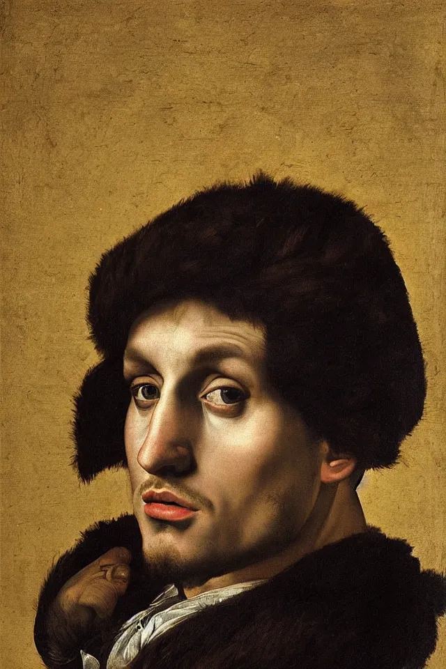 Prompt: hyper realistic portrait of Ciro Immobile in the 16th century , drammatic Light , Art by Caravaggio