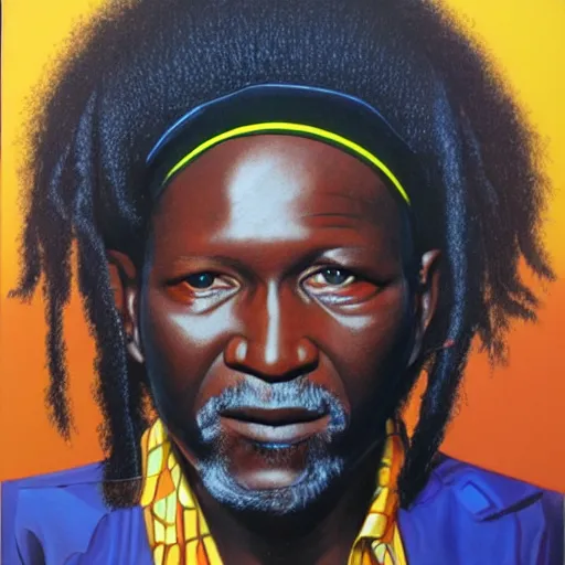 Prompt: portrait of alpha blondy by deodato, very detailed, 4 k