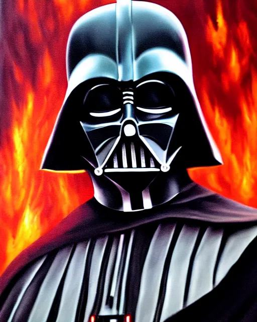 Prompt: oil painting portrait of darth vader, burning city background, high production value, intricate details, high resolution, hdr, high definition, masterpiece, realistic, ultrarealistic, highly detailed, hd, sharp focus, non blurry, sharp, smooth