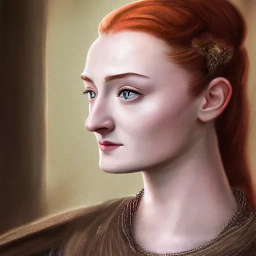 Image similar to portrait sansa stark, high detail, dramatic light