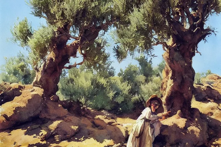 Prompt: watercolor painting of young olive tree in portugal, art by hans gude, art by hans dahl, by jesper ejsing, art by anders zorn, wonderful masterpiece by greg rutkowski, cinematic light, american romanticism by greg manchess, creation by tyler edlin