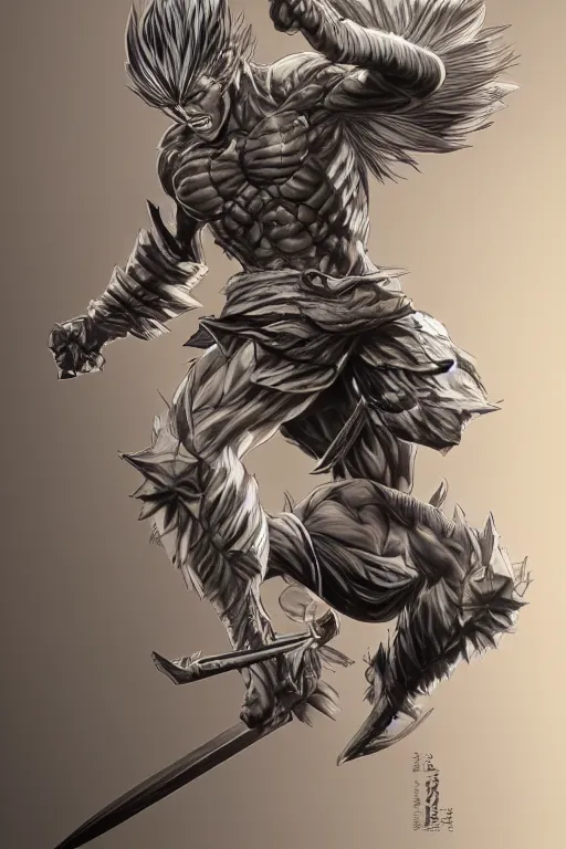 Prompt: A full body shot of a warrior by Yusuke Murata,artstation, concept art, smooth, sharp focus, anime, elegant, highly detailed, centered, enhance face, fighting pose