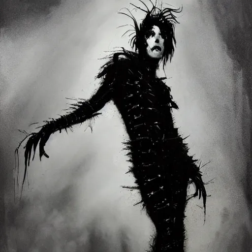 Image similar to gaunt ( the cure fan ) as dream from sandman, dim stars as eyes, by jeremy mann, by cedric peyravernay, by by russ mills, by richard avedon and ben templesmith, dramatic lightning, sadness, dark eye sockets, in the shadows, punk rock, gothic, high detailed, 8 k