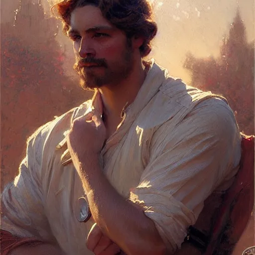 Prompt: stunning male builder, highly detailed painting by gaston bussiere, craig mullins, j. c. leyendecker, 8 k