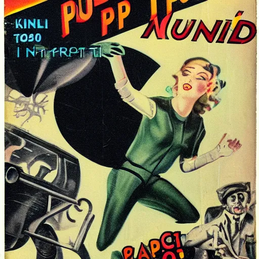 Prompt: 1930s pulp scifi magazine illustration