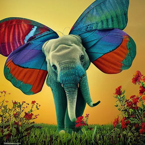 Colorful elephant painting, Orange butterfly, In a world where you can -  Wayrumble