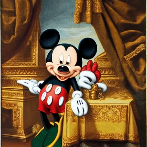 Mickey Mouse in renascence painting, Louis XIV | Stable Diffusion | OpenArt