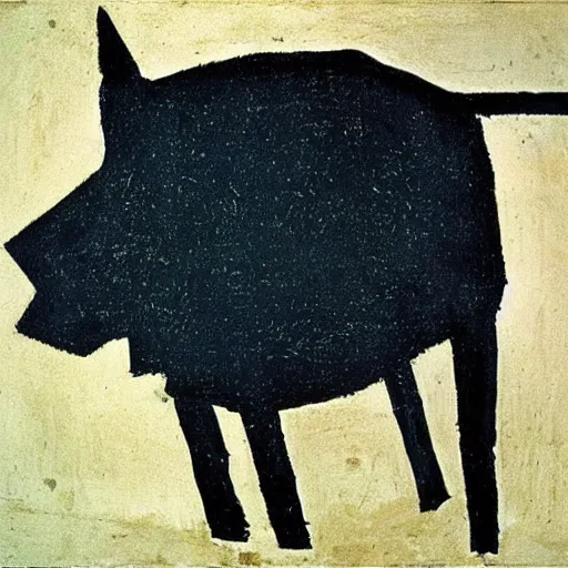 Prompt: “black dog by Bill Traylor”