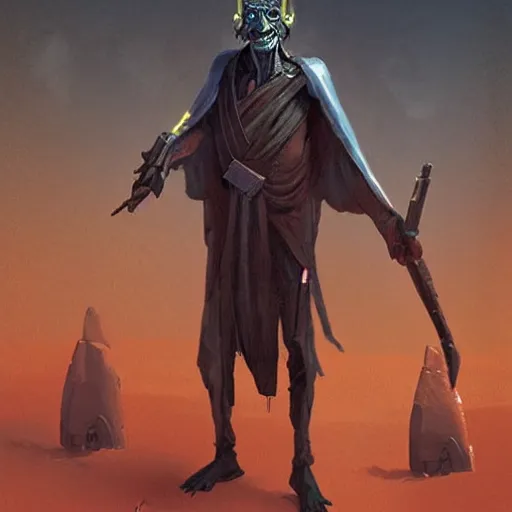 Image similar to concept art viceroy nute gunray from star wars prequels by greg rutkowski