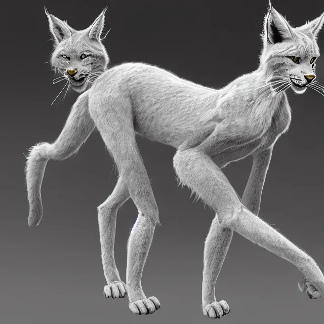 Image similar to the full body of anthropomorphic lynx fursona from behind wearing a steampunk suit as unimaginably beautiful, gorgeous, elegant, young woman with lynx head, an ultrafine hyperdetailed illustration by furaffinity, intricate linework, white fur, unreal engine 5 highly rendered, global illumination, radiant light, detailed and intricate environment, no feral, no taur