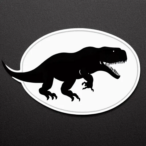 Image similar to a die - cut sticker of a t - rex on a white background, black and white