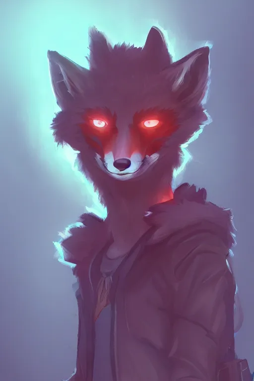 Image similar to a fox fursona, trending on artstation, by kawacy, furry art, digital art, cyberpunk, high quality, backlighting