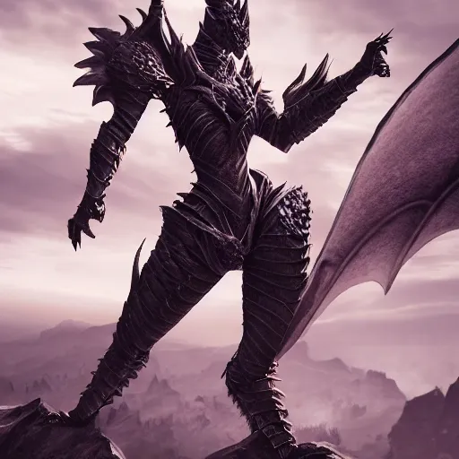 Prompt: highly detailed realistic stunning shot of a beautiful elegant anthropomorphic female dragon knight, doing a majestic pose, armor made of steel, sharp claws and tail, cloak flittering in the wind, high quality, HD octane render, epic cinematography, Artstation, Deviantart, Furaffinity