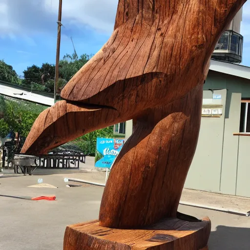 Prompt: huge wooden statue of a fish