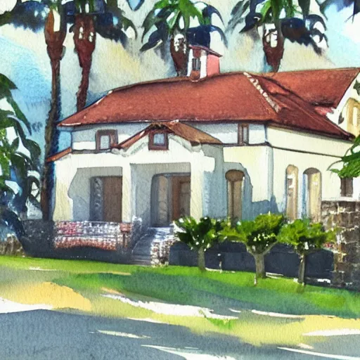 Prompt: watercolor of the house from Encanto