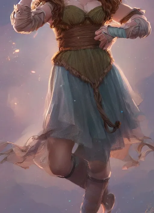 Image similar to beautiful female dorothy gale, rebecca romijn as dorothy, full body character concept, armor, super powers, fantasy, intricate, elegant, highly detailed, digital painting, artstation, concept art, shining, sharp focus, illustration, art by stanley lau