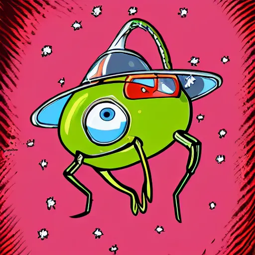 Prompt: shrimp astronaut cartoon character drawing digital art