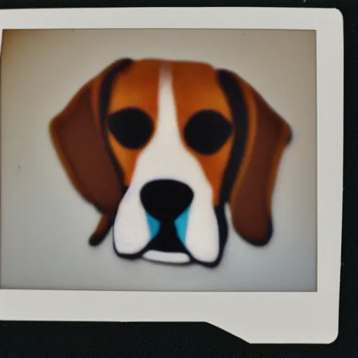 Prompt: polaroid of a beagle plush