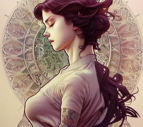 Prompt: ' as i lay dying ', beautiful shadowing, 3 d shadowing, reflective surfaces, illustrated completely, 8 k beautifully detailed pencil illustration, extremely hyper - detailed pencil illustration, intricate, epic composition, masterpiece, bold complimentary colors. stunning masterfully illustrated by artgerm, range murata, alphonse mucha.