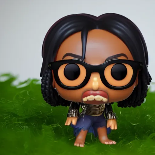 Image similar to funko pop of quavo, product shot, macro, hyper realistic, octane render, unreal engine, 4 k, 8 k