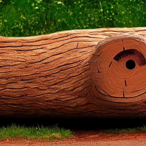 Image similar to anthropomorphic wooden log sleeping snoozing, pixar style