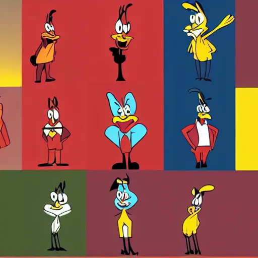 Prompt: looney toons characters, corporate memphis art style, minimalist