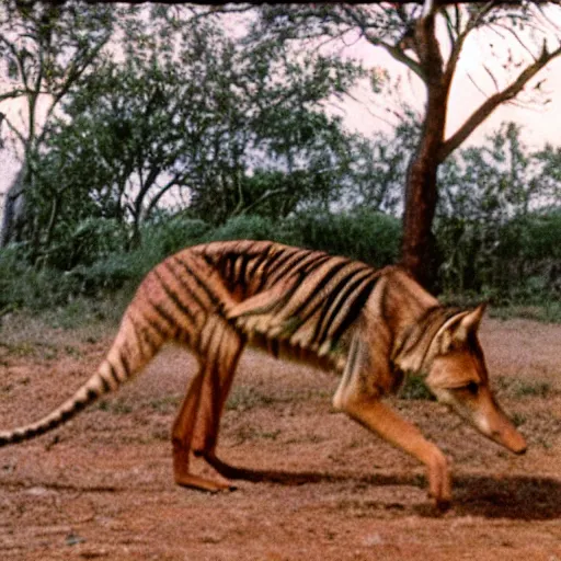 Image similar to a thylacine roaming through suburbs of united states