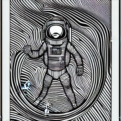 Prompt: astronaut made of lines, monocolor vector art