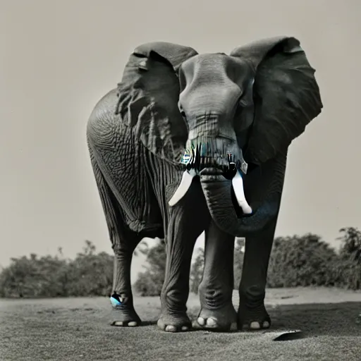 Image similar to extremely detailed black and white photo by john l. gaunt of a small boy standing next to an elephant. extreme focus of the face.