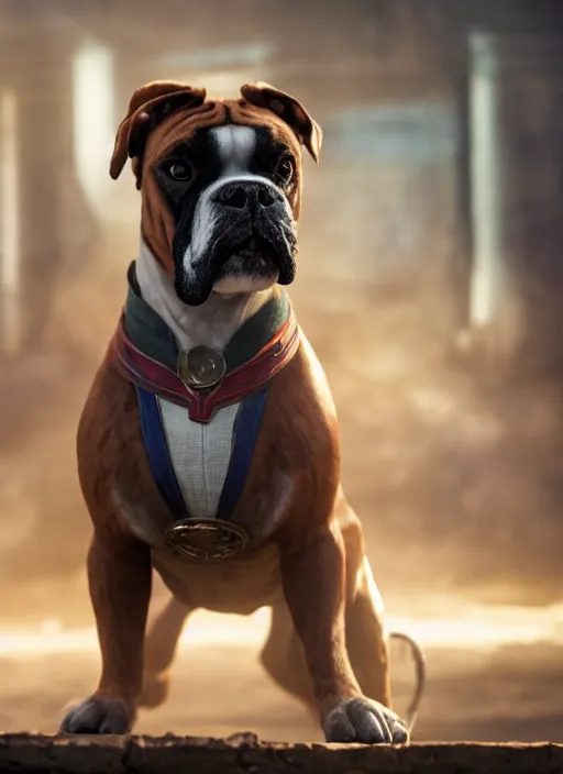 Image similar to film still of a boxer Dog as Doctor Strange in Avengers Endgame, 4k