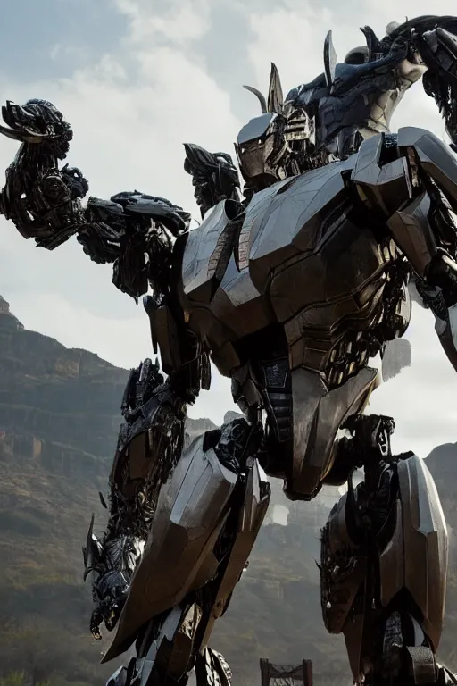 Image similar to cinematic still in westworld and pacific rim movie and ps 5 game machine warrior 5, intricate ornate humanoid mecha warrior, masterpiece