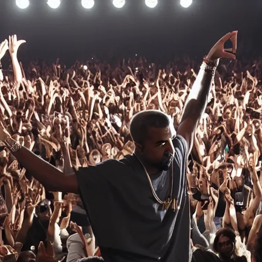 Prompt: kanye west performing a concert inside of an ikea