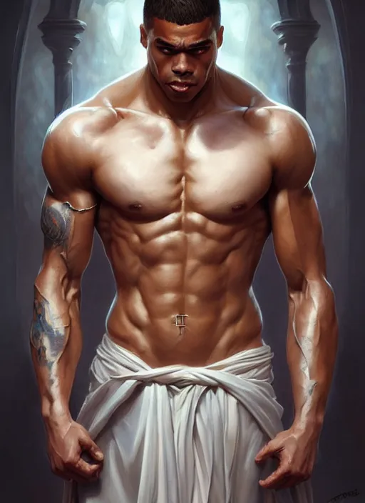 Image similar to portrait of aggressive mariano diaz mejia, d & d, muscular! white, fantasy, intricate, elegant, highly detailed, digital painting, artstation, concept art, smooth, sharp focus, illustration, art by artgerm and greg rutkowski and alphonse mucha