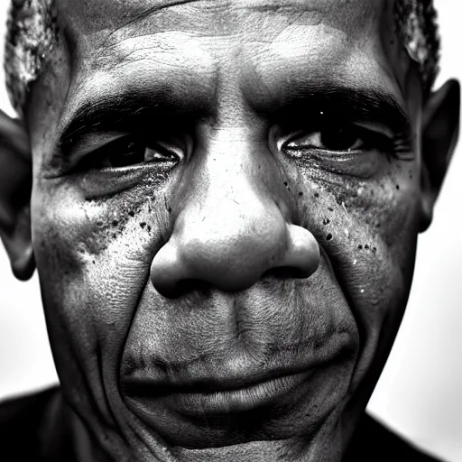 Image similar to a photo by bruce gilden of obama, leica s, flash, high contrast, intricate, closeup of face, beautiful