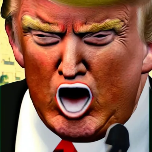 Image similar to angry donald trump. gta v cover art.