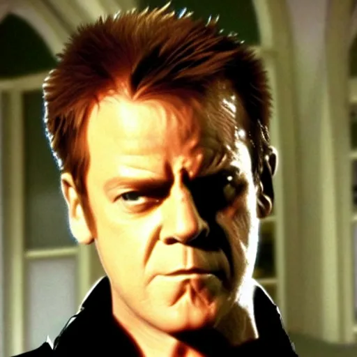 Prompt: Neo fighting Jack Bauer, from Matrix: 24 crossover (2005)