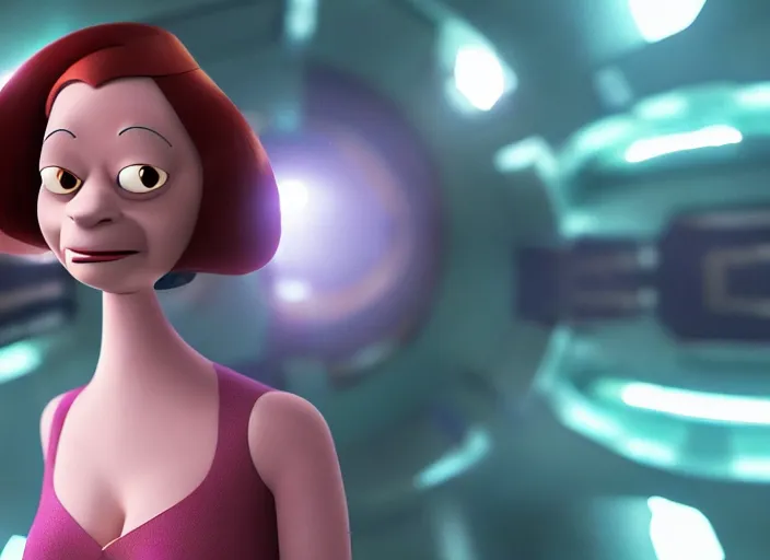 Prompt: film still of lela from futurama in the new scifi movie, 4 k