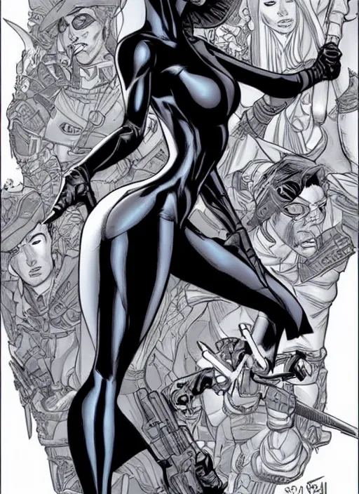 Prompt: spy raven by j. scott campbell, masterpiece ink illustration,