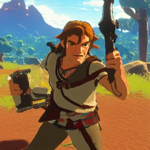 Image similar to quentin tarantino in the video game breath of the wild