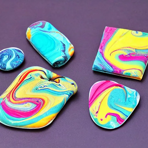 Image similar to paper marbling illegitimate plushie toy jewellery