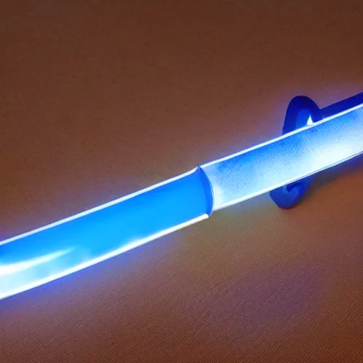 Image similar to a futuristic glowing sword, energy indicator on hilt, glowing blue accents